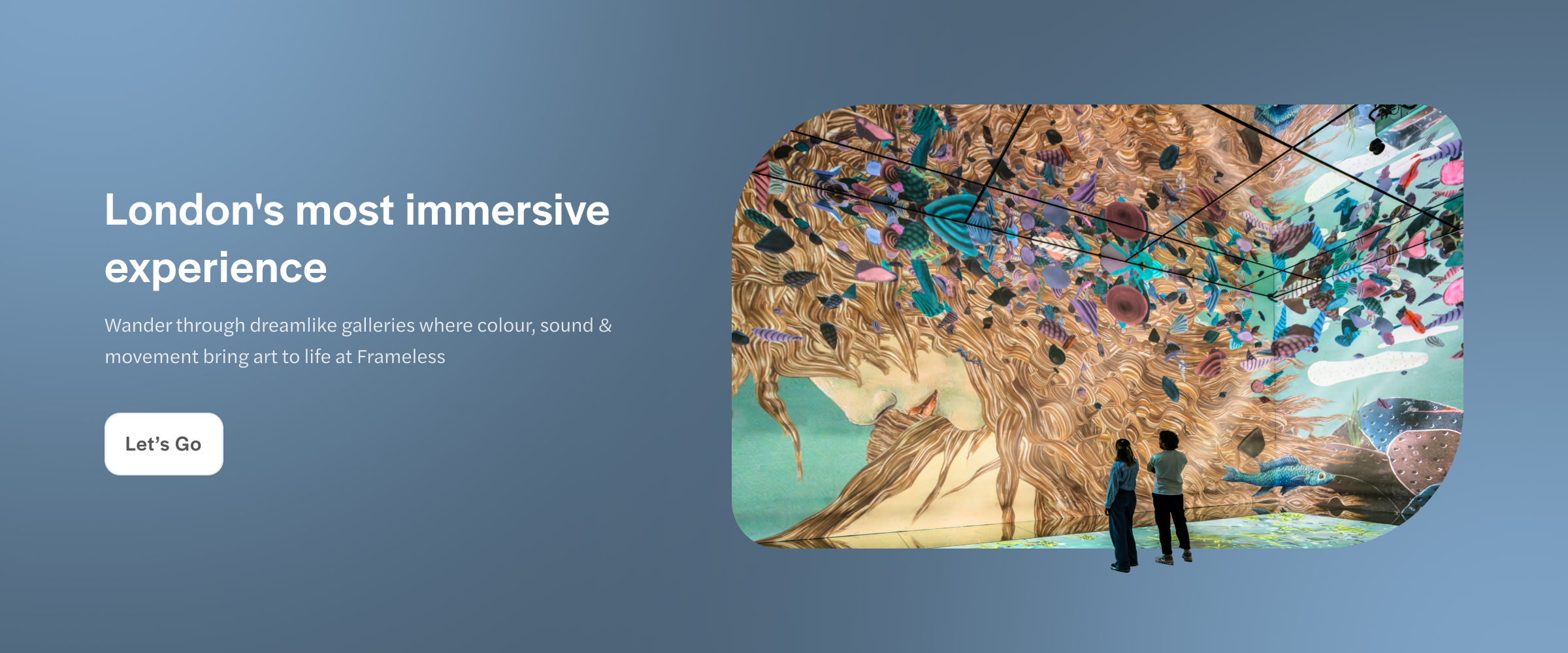 Guests viewing immersive art installation at Frameless London.